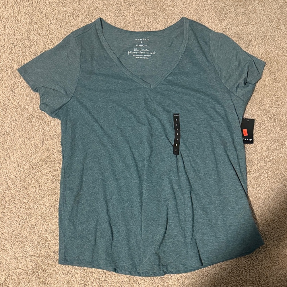 Torrid Teal V-Neck Short Sleeve Top